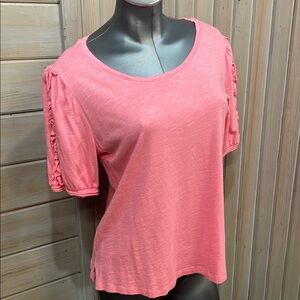 Pink Relaxed Ruched Short Sleeve Tee